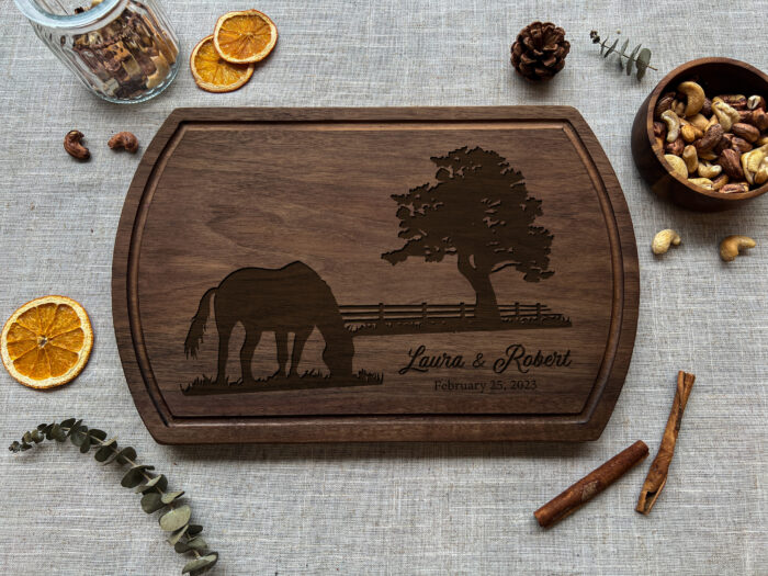 Personalized Horse Cutting Board | Western Kitchen Horse Cutting Board | Personalized Horse Lover’s Keepsake
