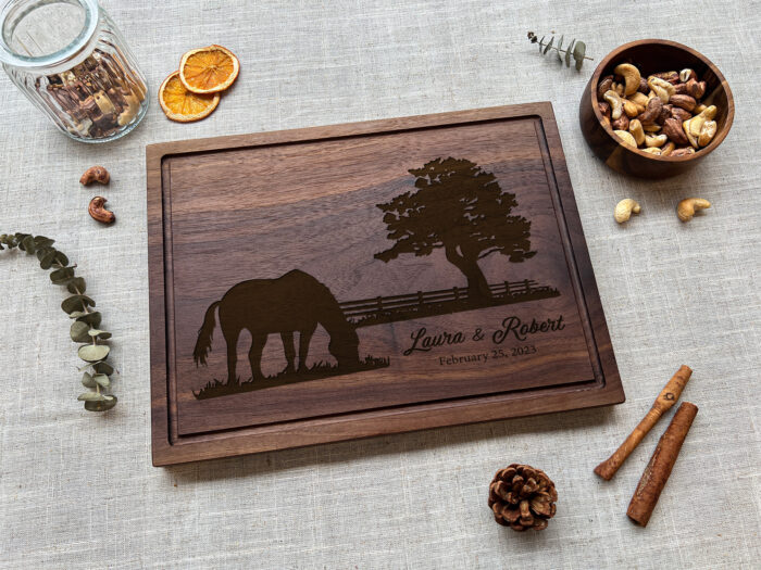 Personalized Horse Cutting Board | Western Kitchen Horse Cutting Board | Personalized Horse Lover’s Keepsake - Image 5