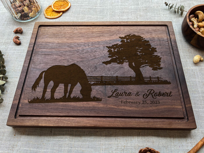 Personalized Horse Cutting Board | Western Kitchen Horse Cutting Board | Personalized Horse Lover’s Keepsake - Image 6
