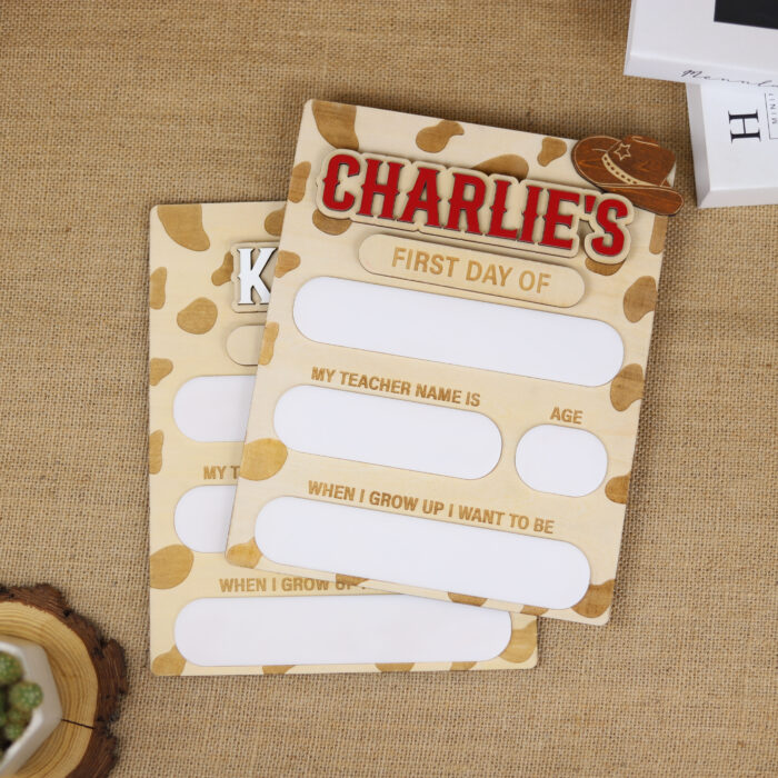 Cowboy Cowgirl Back to School Board - Custom Western Photo Prop | Cowgirl School Board for First Day Photos | Western Themed School Photo Prop for Kids - Image 4