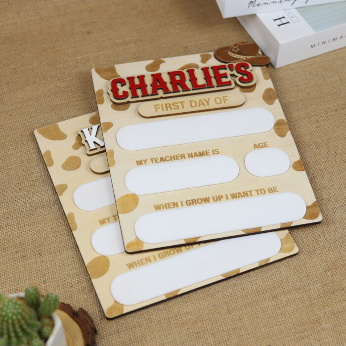 Cowboy Cowgirl Back to School Board - Custom Western Photo Prop | Cowgirl School Board for First Day Photos | Western Themed School Photo Prop for Kids - Image 5