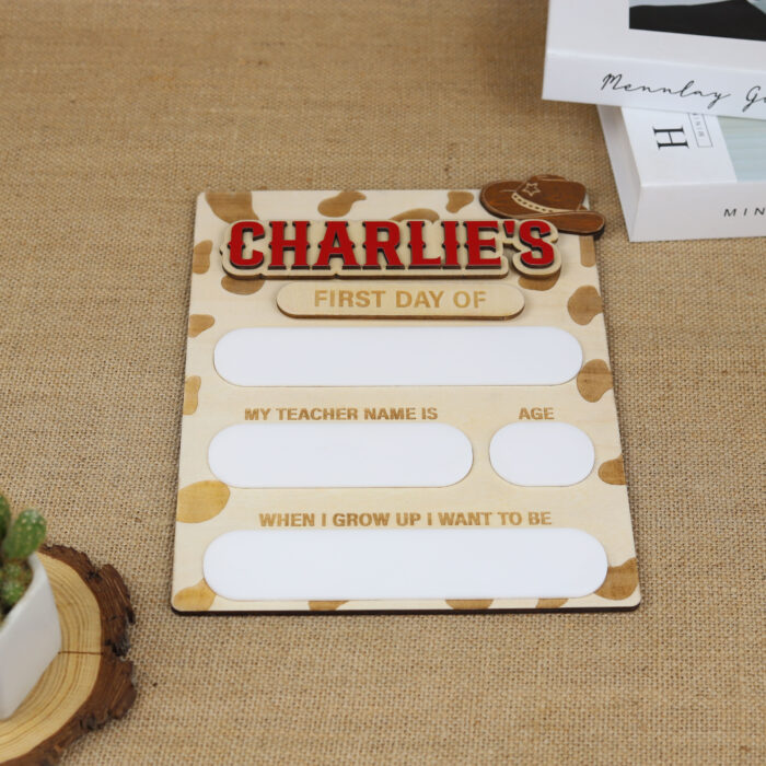 Cowboy Cowgirl Back to School Board - Custom Western Photo Prop | Cowgirl School Board for First Day Photos | Western Themed School Photo Prop for Kids - Image 10