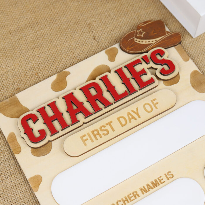 Cowboy Cowgirl Back to School Board - Custom Western Photo Prop | Cowgirl School Board for First Day Photos | Western Themed School Photo Prop for Kids - Image 11