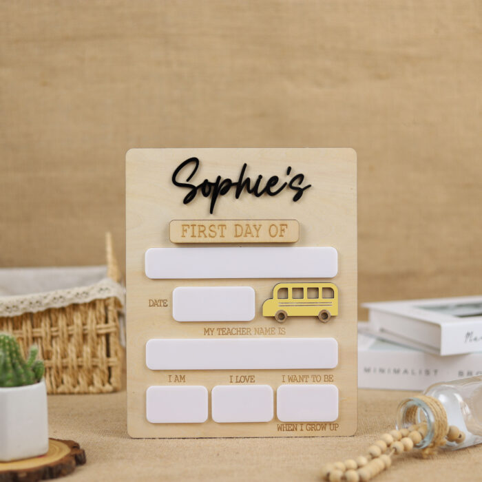 Back to School Board Bus Themed First - Personalized School Photo Prop | Personalized School Bus Photo Sign for Students