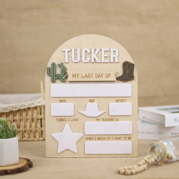 Back to School Board Western Themed - Custom Rustic Photo Prop | Personalized Cowboy School Board for First Day Photos