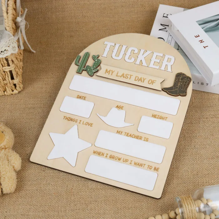 Back to School Board Western Themed - Custom Rustic Photo Prop | Personalized Cowboy School Board for First Day Photos - Image 7