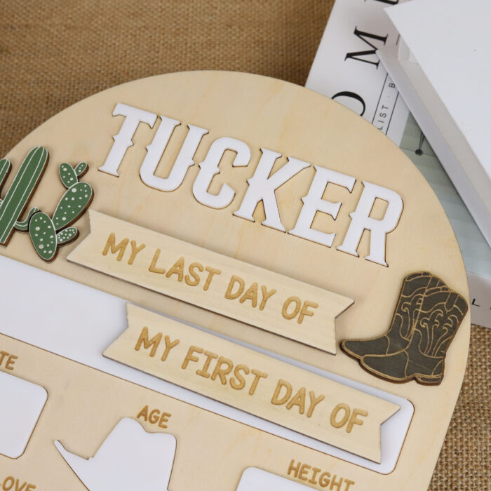 Back to School Board Western Themed - Custom Rustic Photo Prop | Personalized Cowboy School Board for First Day Photos - Image 8