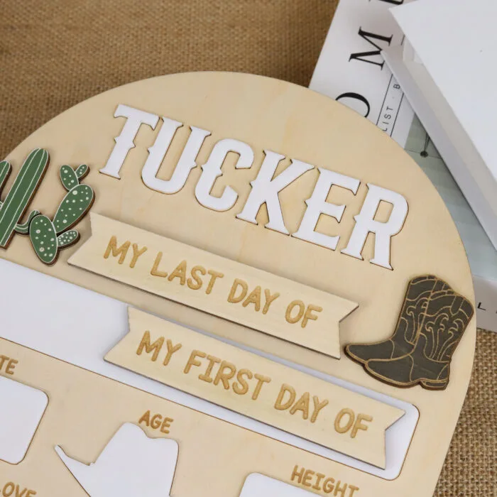 Back to School Board Western Themed - Custom Rustic Photo Prop | Personalized Cowboy School Board for First Day Photos - Image 8