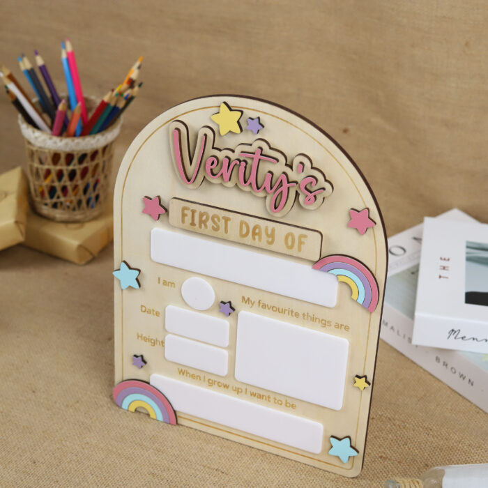 Back to School Board Rainbow Themed - Custom Colorful Photo Prop | Rainbow Back to School Board for Bright Memories - Image 5