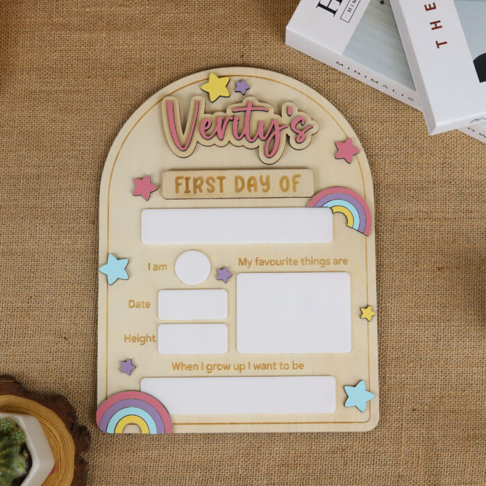 Back to School Board Rainbow Themed - Custom Colorful Photo Prop | Rainbow Back to School Board for Bright Memories - Image 6