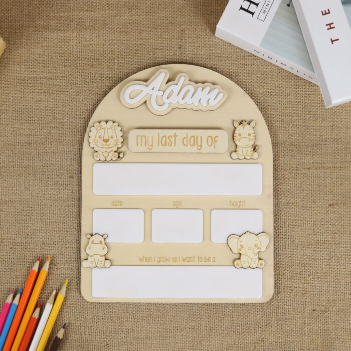 Jungle Animals Back to School Board - Personalized School Photo Prop | Wild Animal School Sign for First Day Pics | Personalized Jungle School Board for Students - Image 6