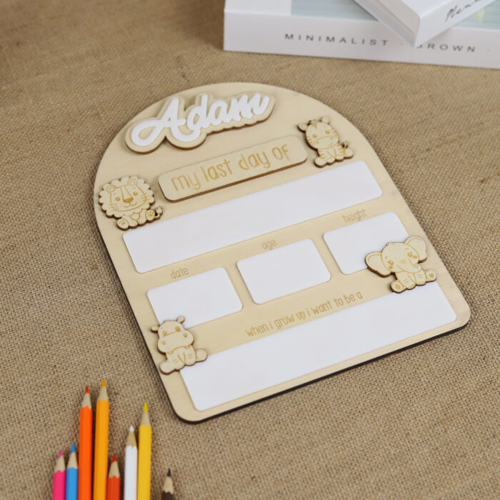Jungle Animals Back to School Board - Personalized School Photo Prop | Wild Animal School Sign for First Day Pics | Personalized Jungle School Board for Students - Image 7
