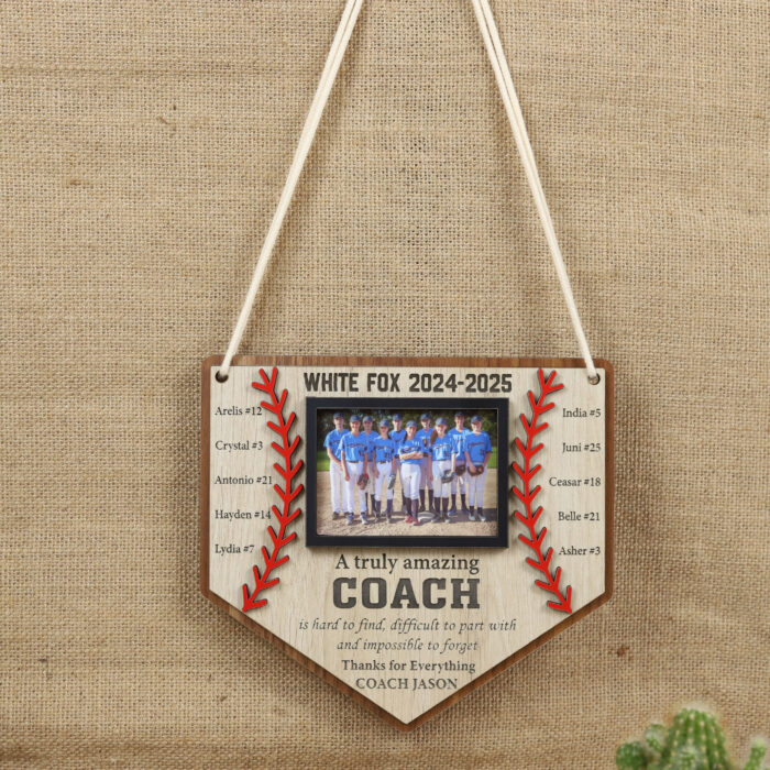 Personalized Baseball Coach Gift - Custom Team Keepsake | Custom Baseball Coach Gift with Team Photo | Engraved Baseball Coach Plaque from Team