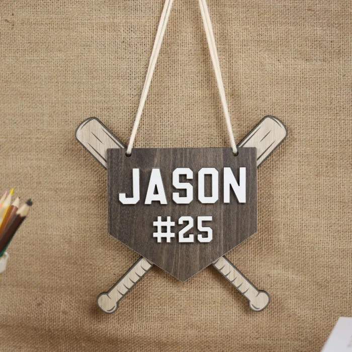 Baseball Personalized Door Sign - Custom Sports Decor | Custom Baseball Name Sign for Sports Fans | Engraved Baseball Door Plaque for Kids or Teams