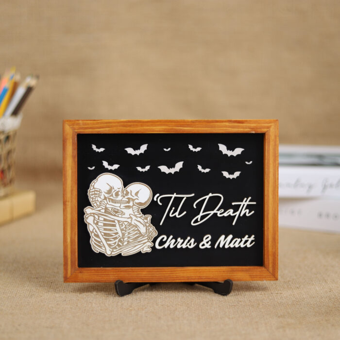 Till Death Skeleton Wedding Sign - Spooky Gothic Decor | Spooky Wedding Sign – Personalized Till Death Decor