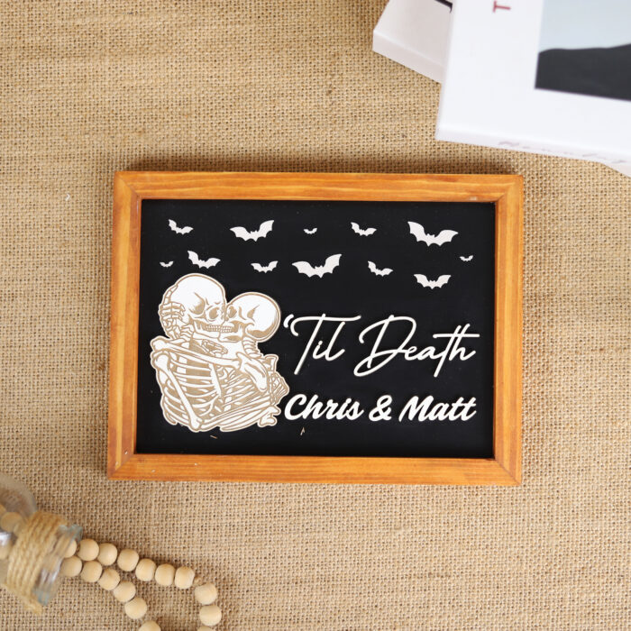 Till Death Skeleton Wedding Sign - Spooky Gothic Decor | Spooky Wedding Sign – Personalized Till Death Decor - Image 5
