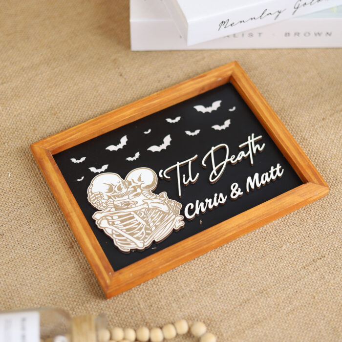 Till Death Skeleton Wedding Sign - Spooky Gothic Decor | Spooky Wedding Sign – Personalized Till Death Decor - Image 6