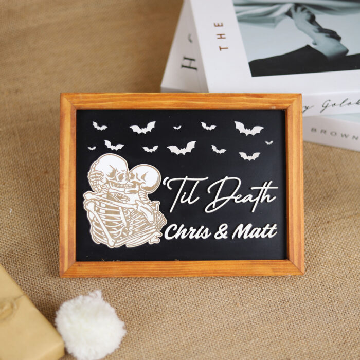Till Death Skeleton Wedding Sign - Spooky Gothic Decor | Spooky Wedding Sign – Personalized Till Death Decor - Image 7