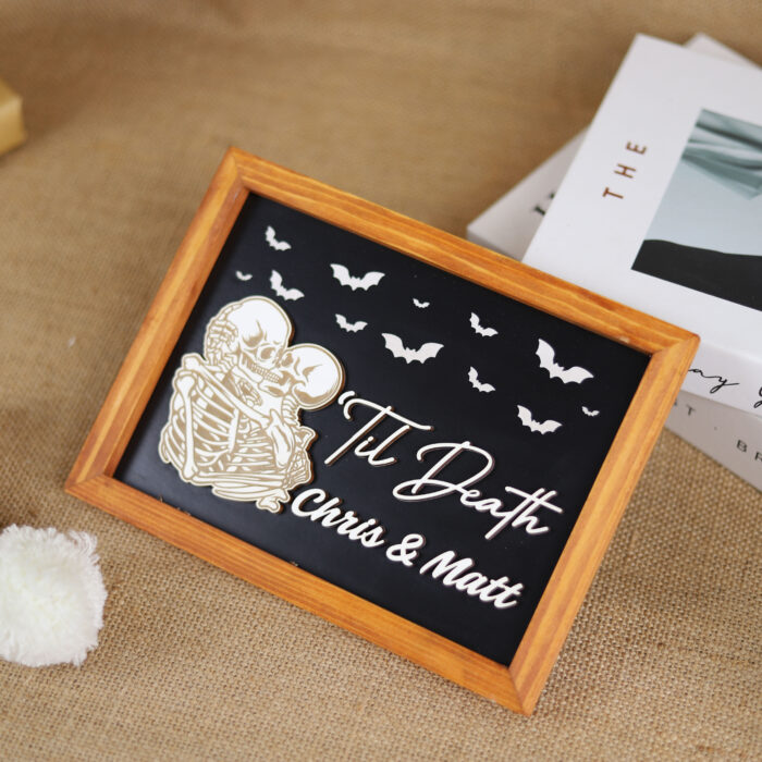 Till Death Skeleton Wedding Sign - Spooky Gothic Decor | Spooky Wedding Sign – Personalized Till Death Decor - Image 8