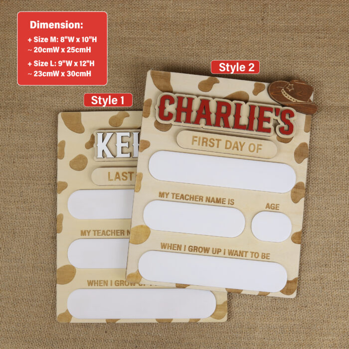Cowboy Cowgirl Back to School Board - Custom Western Photo Prop | Cowgirl School Board for First Day Photos | Western Themed School Photo Prop for Kids - Image 2