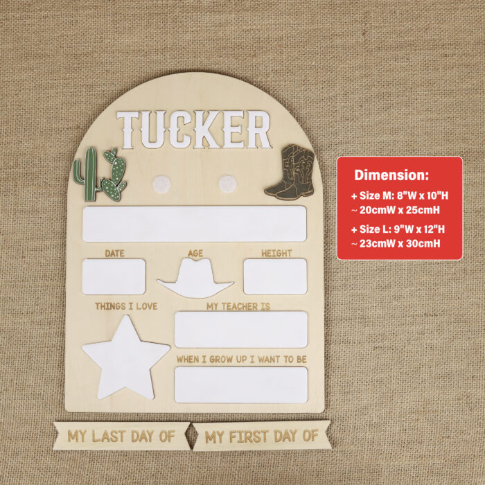 Back to School Board Western Themed - Custom Rustic Photo Prop | Personalized Cowboy School Board for First Day Photos - Image 2