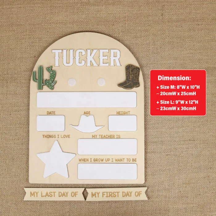 Back to School Board Western Themed - Custom Rustic Photo Prop | Personalized Cowboy School Board for First Day Photos - Image 2