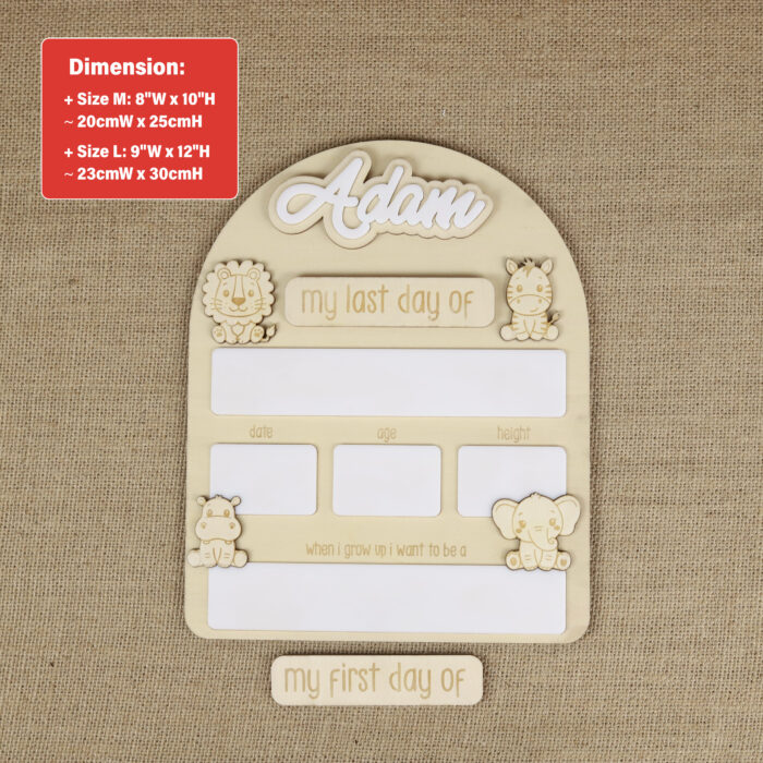 Jungle Animals Back to School Board - Personalized School Photo Prop | Wild Animal School Sign for First Day Pics | Personalized Jungle School Board for Students - Image 2