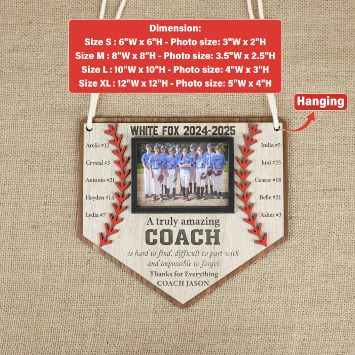Personalized Baseball Coach Gift - Custom Team Keepsake | Custom Baseball Coach Gift with Team Photo | Engraved Baseball Coach Plaque from Team - Image 2