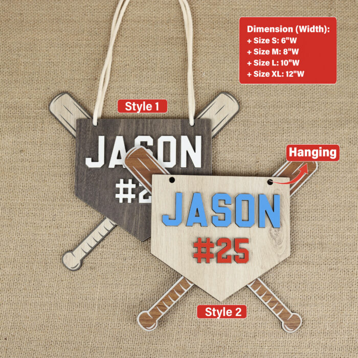 Baseball Personalized Door Sign - Custom Sports Decor | Custom Baseball Name Sign for Sports Fans | Engraved Baseball Door Plaque for Kids or Teams - Image 2