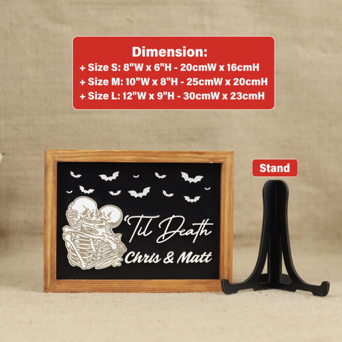 Till Death Skeleton Wedding Sign - Spooky Gothic Decor | Spooky Wedding Sign – Personalized Till Death Decor - Image 2