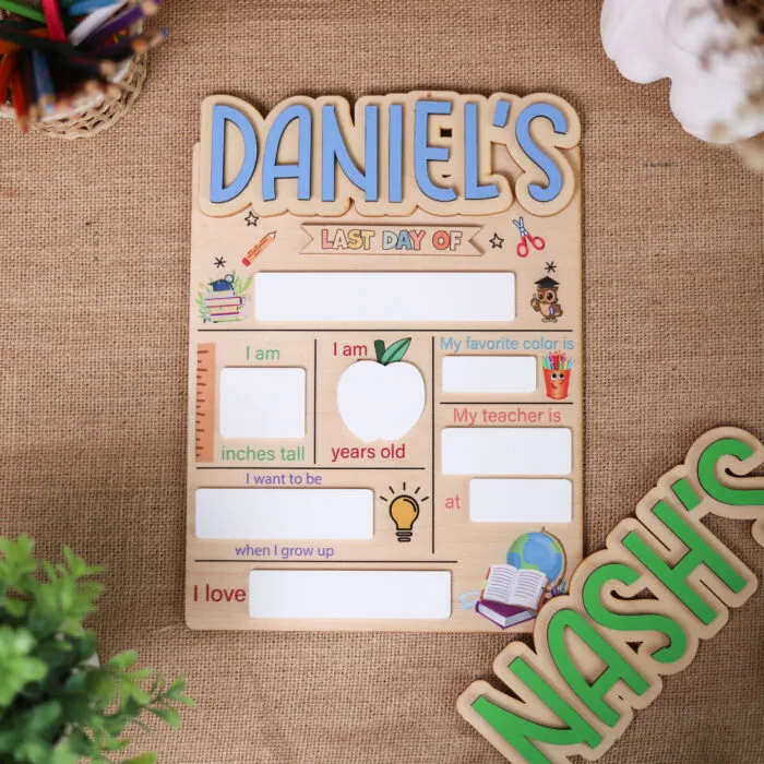 Back to School Sign Board – Custom Interchangeable Photo Prop | Custom Interchangeable School Sign – Back to School Photo Prop