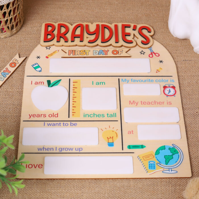 Custom First Day of School Sign - Personalized Photo Prop | Personalized Back to School Photo Board | Reusable First & Last Day School Sign for Milestones - Image 5