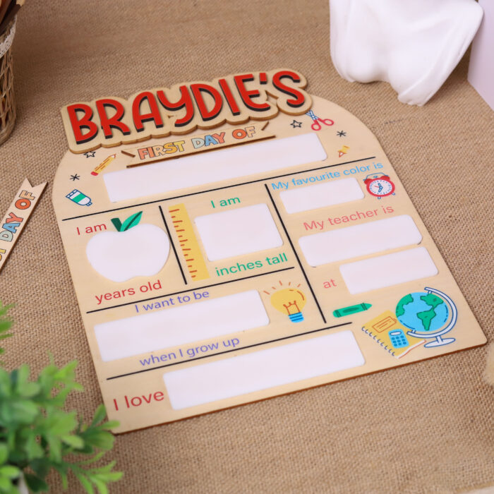 Custom First Day of School Sign - Personalized Photo Prop | Personalized Back to School Photo Board | Reusable First & Last Day School Sign for Milestones - Image 6