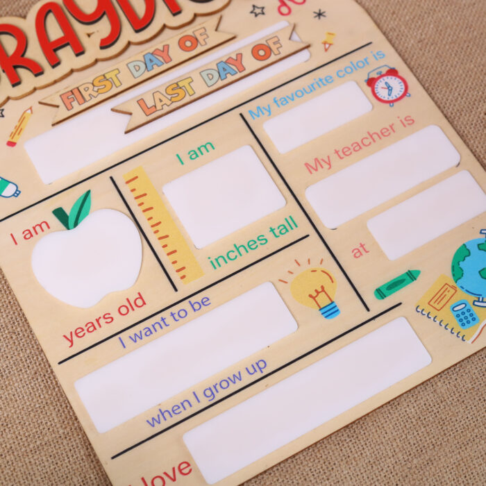 Custom First Day of School Sign - Personalized Photo Prop | Personalized Back to School Photo Board | Reusable First & Last Day School Sign for Milestones - Image 7