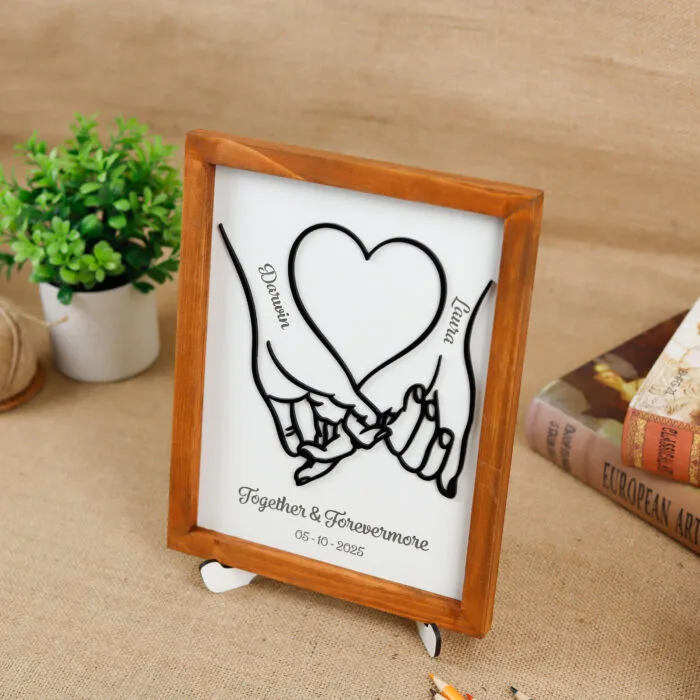 Couple Pinky Holding 3D Acrylic Frame | Romantic Couple Gift – Personalized Pinky Holding Frame | 3D Acrylic Love Frame for Anniversaries and Weddings - Image 5