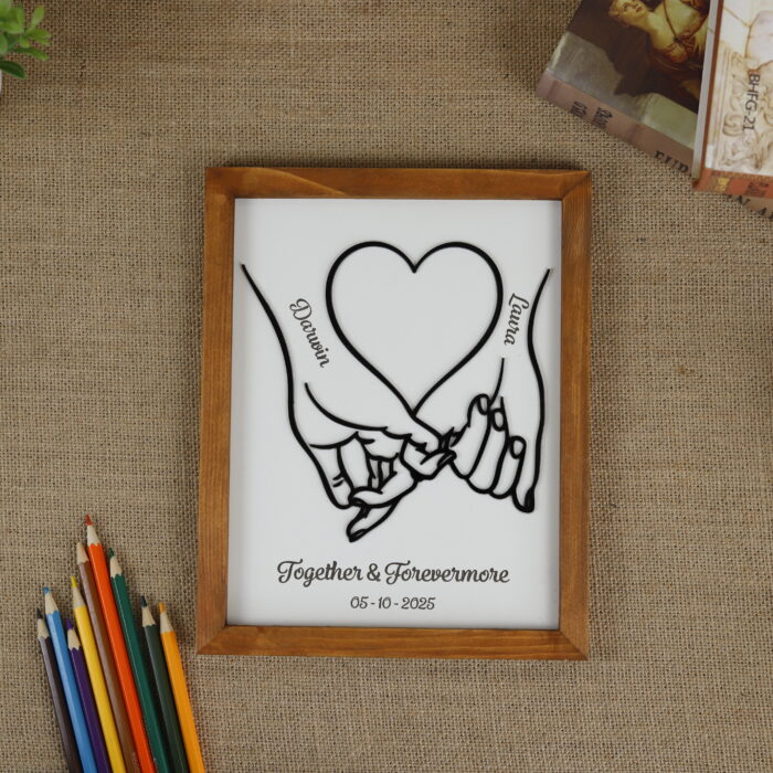 Couple Pinky Holding 3D Acrylic Frame | Romantic Couple Gift – Personalized Pinky Holding Frame | 3D Acrylic Love Frame for Anniversaries and Weddings - Image 6