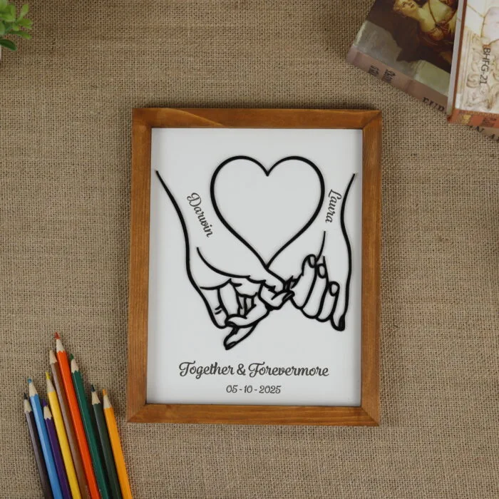 Couple Pinky Holding 3D Acrylic Frame | Romantic Couple Gift – Personalized Pinky Holding Frame | 3D Acrylic Love Frame for Anniversaries and Weddings - Image 6