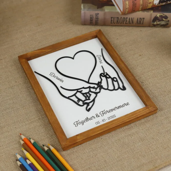 Couple Pinky Holding 3D Acrylic Frame | Romantic Couple Gift – Personalized Pinky Holding Frame | 3D Acrylic Love Frame for Anniversaries and Weddings - Image 7