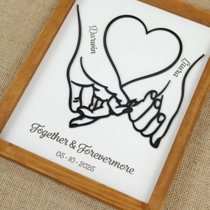 Couple Pinky Holding 3D Acrylic Frame | Romantic Couple Gift – Personalized Pinky Holding Frame | 3D Acrylic Love Frame for Anniversaries and Weddings - Image 8