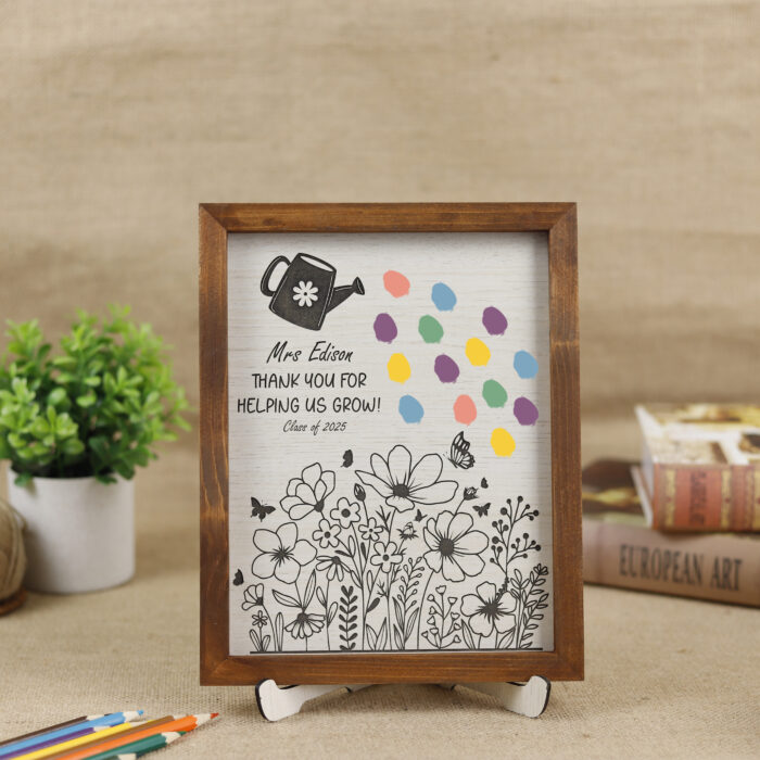 Teacher Appreciation Fingerprint Sign - Personalized Class Keepsake | Custom Teacher Appreciation Class Keepsake Sign | End-of-Year Gift for Beloved Teachers