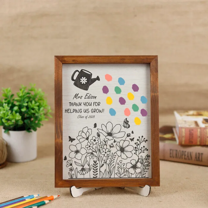 Teacher Appreciation Fingerprint Sign - Personalized Class Keepsake | Custom Teacher Appreciation Class Keepsake Sign | End-of-Year Gift for Beloved Teachers