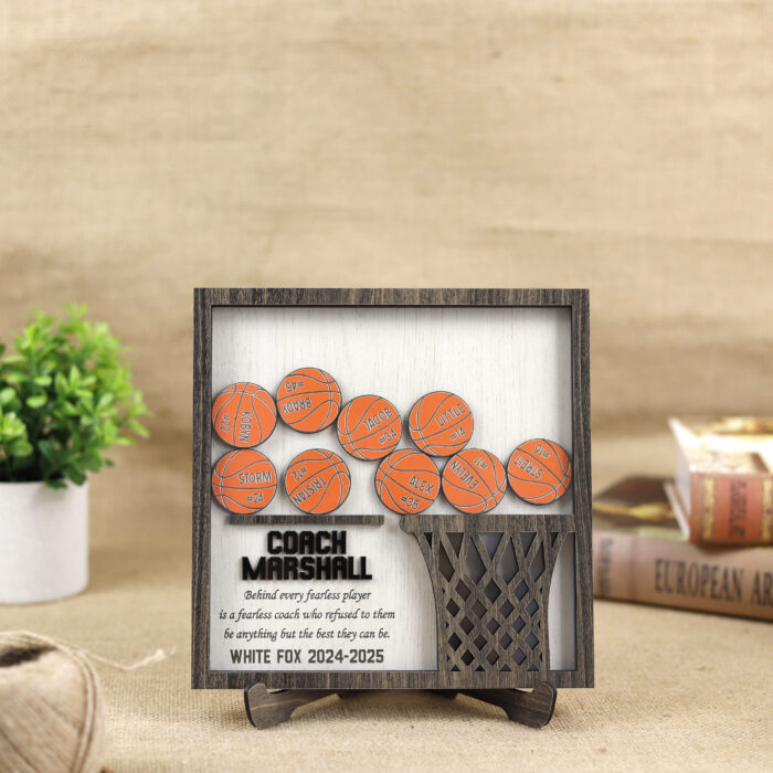 Personalized Basketball Shaker Wood Sign - Custom Sports Keepsake | Custom Basketball Shaker Sign for Players | Basketball Team Spirit Wood Shaker Sign