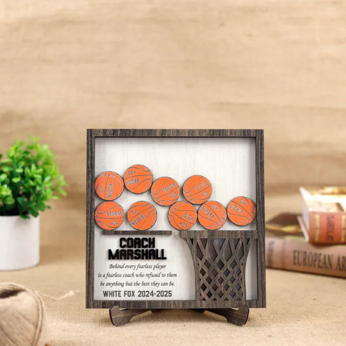 Personalized Basketball Shaker Wood Sign - Custom Sports Keepsake | Custom Basketball Shaker Sign for Players | Basketball Team Spirit Wood Shaker Sign