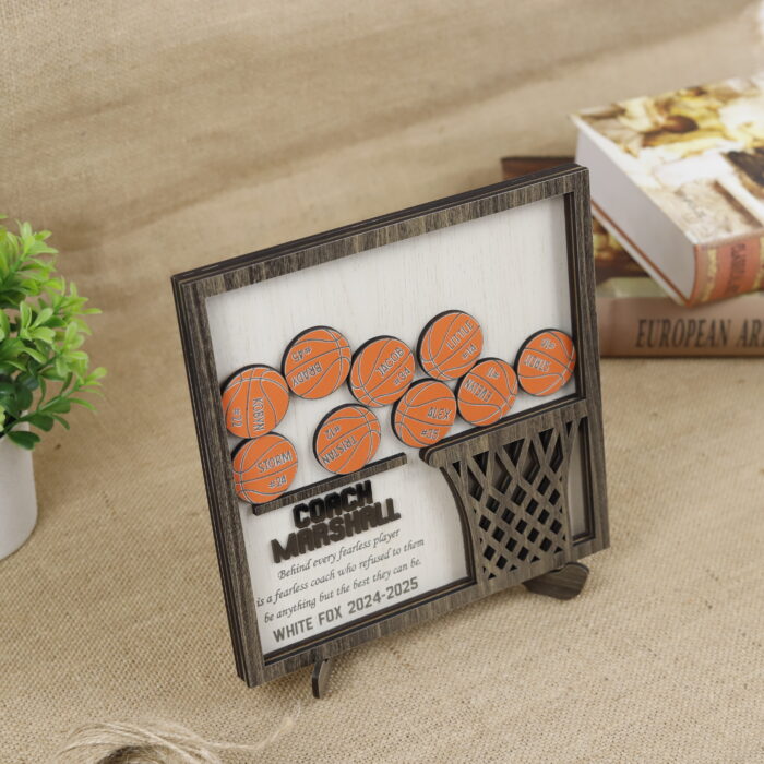 Personalized Basketball Shaker Wood Sign - Custom Sports Keepsake | Custom Basketball Shaker Sign for Players | Basketball Team Spirit Wood Shaker Sign - Image 4