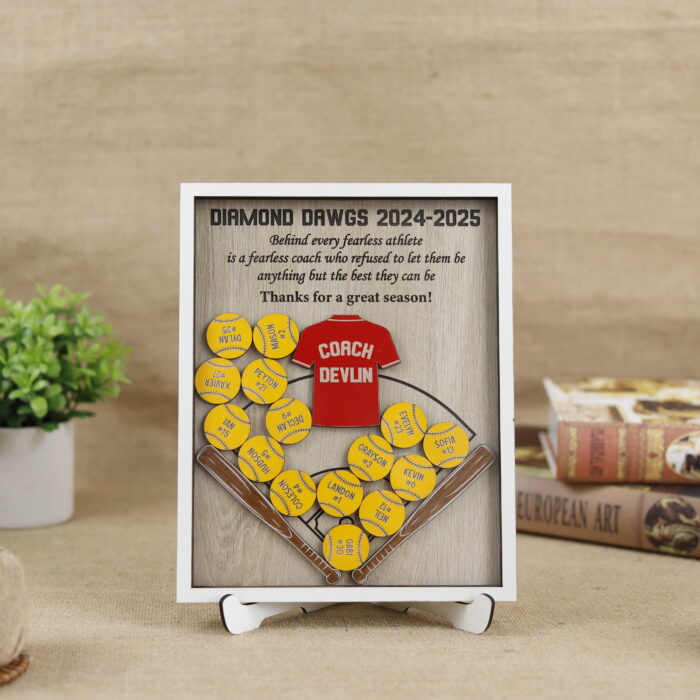 Softball Baseball Coach Photo Frame | Personalized Coach Picture Frame for Team Memories | Custom Coach Photo Frame – Softball & Baseball Gift