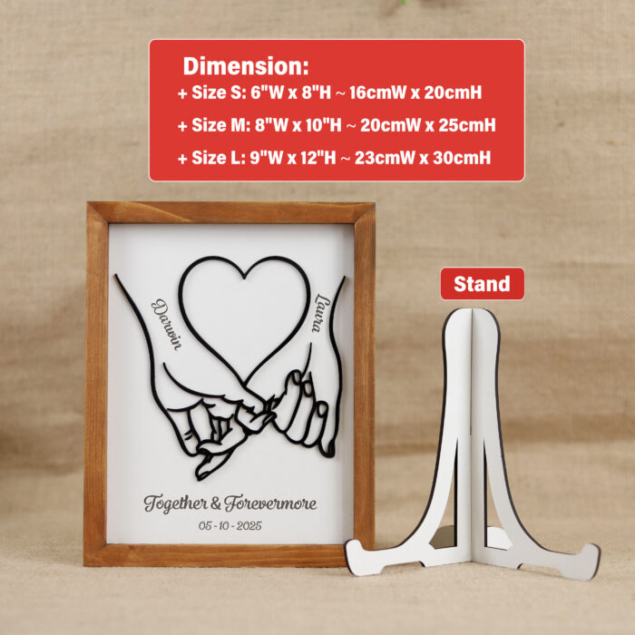 Couple Pinky Holding 3D Acrylic Frame | Romantic Couple Gift – Personalized Pinky Holding Frame | 3D Acrylic Love Frame for Anniversaries and Weddings - Image 2