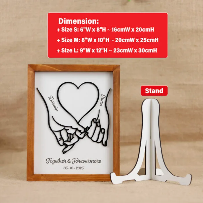 Couple Pinky Holding 3D Acrylic Frame | Romantic Couple Gift – Personalized Pinky Holding Frame | 3D Acrylic Love Frame for Anniversaries and Weddings - Image 2