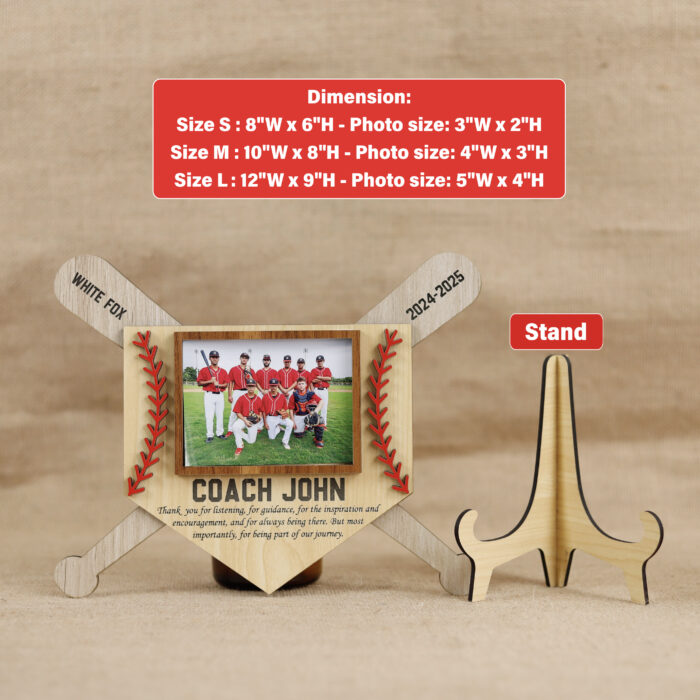 Softball Baseball Coach Photo Frame-Personalized Gift  | Custom Coach Photo Frame for Baseball or Softball | Personalized Sports Photo Frame for Coaches - Image 2