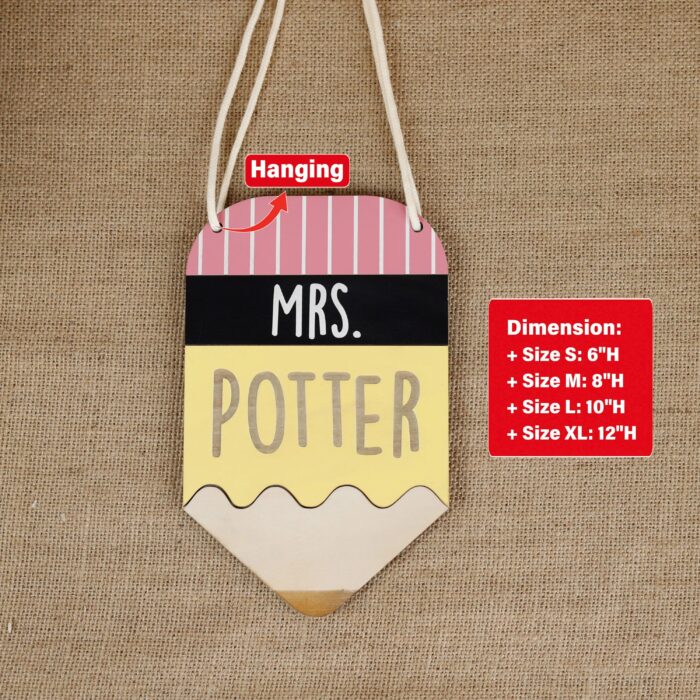 Teacher Pencil Name Sign Custom | Personalized Teacher Pencil Name Sign – Custom Classroom Door or Desk Decor Gift | Custom Pencil Shaped Wooden or Acrylic Decor - Image 2