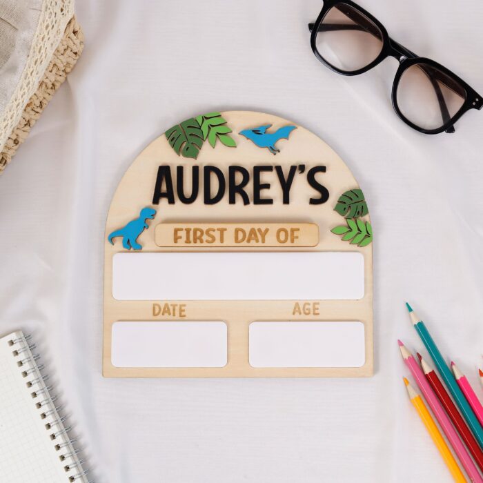 Kids School Photo Props with Dinosaur - Personalized Dino Keepsake | Dinosaur School Photo Props for First Day Fun | Custom Dino School Signs for Kids' Milestones - Image 6